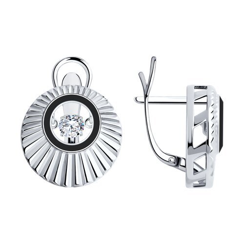 Серьги из серебра с фианитами и эмалью (Арт.94-120-01875-1)