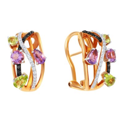 Серьги из золота с аметистом и бриллиантом (Арт.s827mcc4rx_sr_db_am_pd_pink)