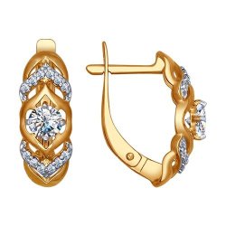 Серьги из золочёного серебра с фианитами (Арт.93020778)