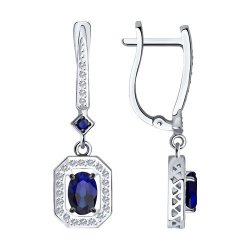 Серьги из белого золота с бриллиантами и сапфирами (Арт.2020980)
