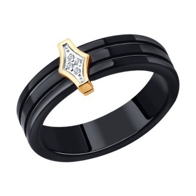 Кольцо из золота с бриллиантами и керамической вставкой (Арт.51-210-00486-1)