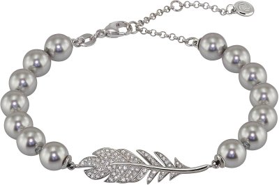 Браслет из серебра с жемчугом и куб. цирконием (Арт.27b-p36-s-28)