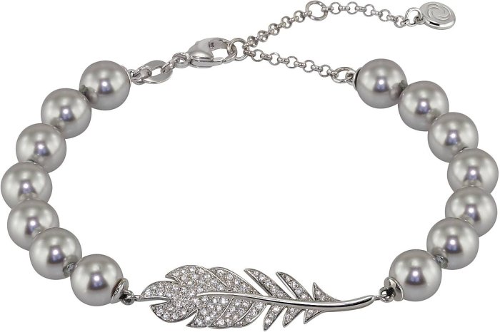 Браслет из серебра с жемчугом и куб. цирконием (Арт.27b-p36-s-28)