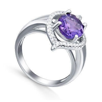 Кольцо Серебряные крылья (Арт.21knys1439-155_ametist_kubcirkonii_30)