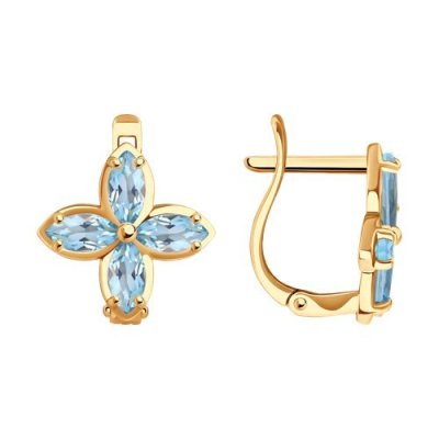 Серьги золотые пробы 585 с топазом (Арт.51-320-02062-1)