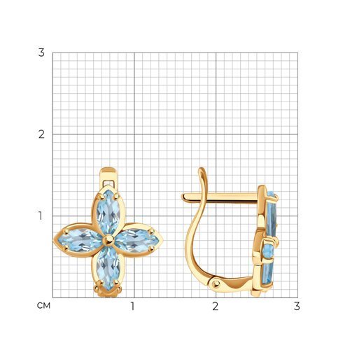 Серьги золотые пробы 585 с топазом (Арт.51-320-02062-1)