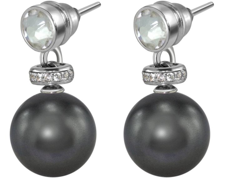 Серьги из серебра с жемчугом и кристаллом swarovski (Арт.abs-3-10-32-s)