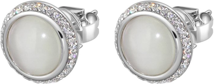 Серьги из серебра с кошачим глазом и куб. цирконием (Арт.fgs-1-8-h-16-s)