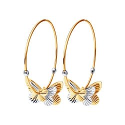 Серьги конго из комбинированного золота с алмазной гранью (Арт.020693)