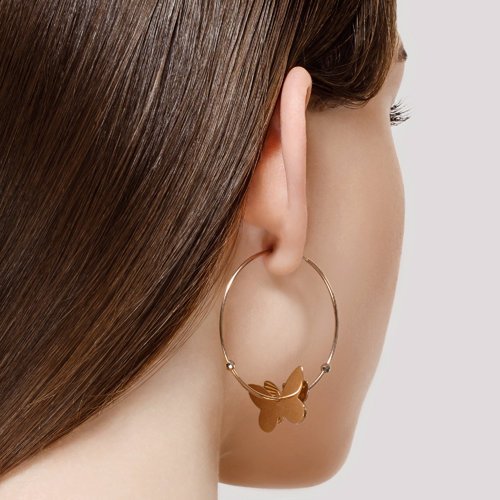 Серьги конго из комбинированного золота с алмазной гранью (Арт.020693)