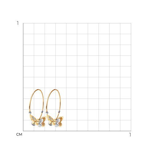 Серьги конго из комбинированного золота с алмазной гранью (Арт.020693)