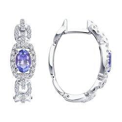 Серьги из белого золота с бриллиантами и танзанитами (Арт.6024404-3)