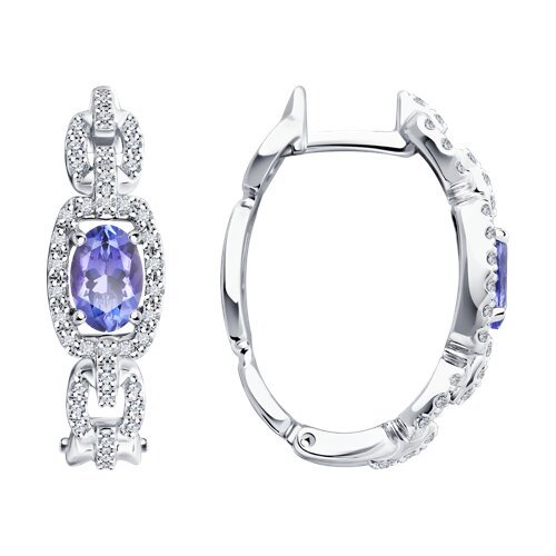 Серьги из белого золота с бриллиантами и танзанитами (Арт.6024404-3)