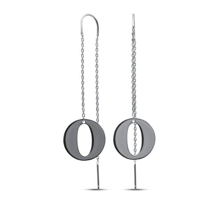 Серьги серебряные с чёрным ониксом «Крылья» MyJewels (арт.022235275)