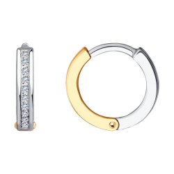 Серьги из комбинированного золота с фианитами (Арт.029463)