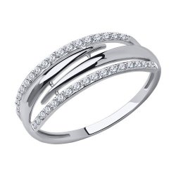 Кольцо из белого золота с фианитами (Арт.019042-3)