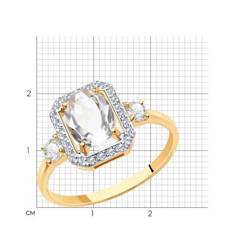 Кольцо золотое пробы 585 с горным хрусталем (Арт.715882)