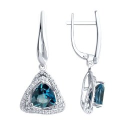 Серьги золотые пробы 585 с миксом камней (Арт.72-00327-3)