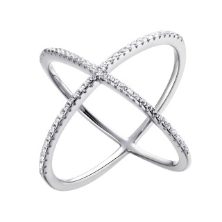 Кольцо с фианитами «Geometry Cross» из серебра 925 Fresh Jewelry (арт.CZ-R00564-X-W-X-X-W)