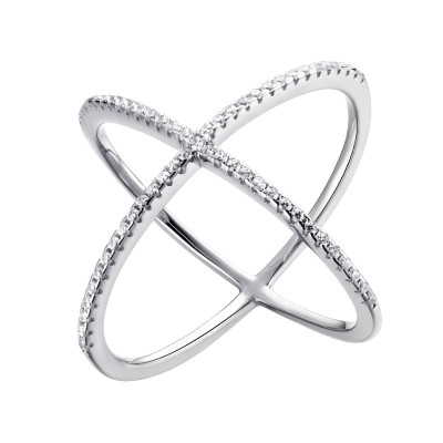 Кольцо с фианитами «Geometry Cross» из серебра 925 Fresh Jewelry (арт.CZ-R00564-X-W-X-X-W)
