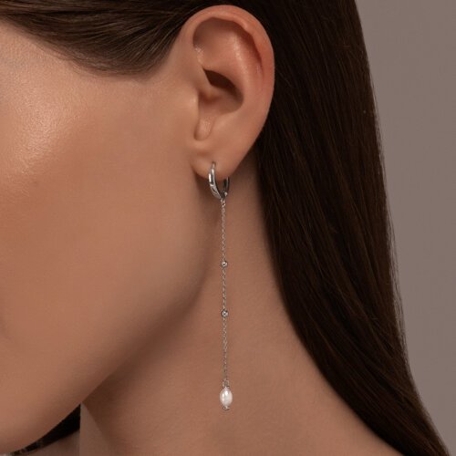 Серьги из серебра с жемчугом «Лунный Шлейф» SOKOLOV (арт.92023031)