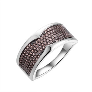 Кольцо с фианитами «Brown Shine» из серебра 925, Fresh Jewelry (арт.MP-R00805-X-WB-X-X-DB)