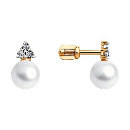 Золотые серьги с бриллиантами и жемчугом SOKOLOV (арт. 79-20028)