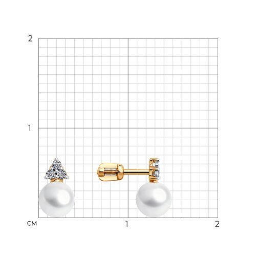 Золотые серьги с бриллиантами и жемчугом SOKOLOV (арт. 79-20028)