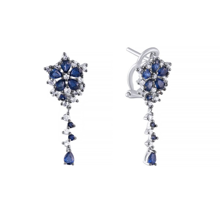 Серьги из белого золота с сапфирами и бриллиантами «Ночной Сад» MyJewels (арт.E12165S-DN_SR_SA_SA_001_WG)