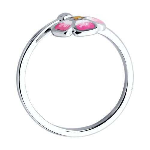 Кольцо детское серебро с эмалью «Розовый Цветочек» Соколов (арт.94-110-02167-1)