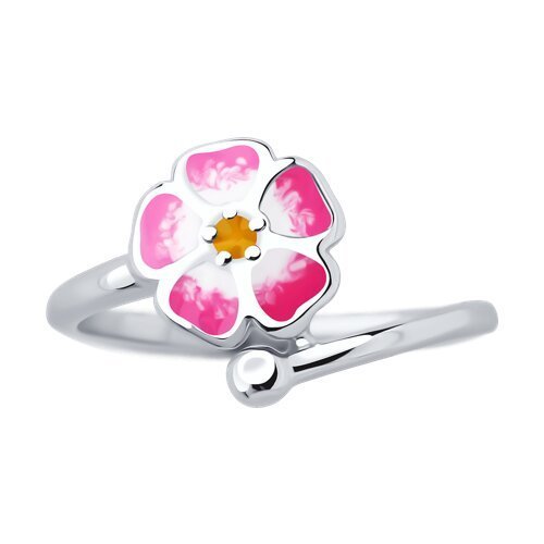 Кольцо детское серебро с эмалью «Розовый Цветочек» Соколов (арт.94-110-02167-1)