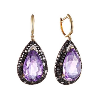 Серьги золото с аметистом и бриллиантами «Имперский Шик» MyJewels (арт.E26749B_DB_DN_AM_YG)