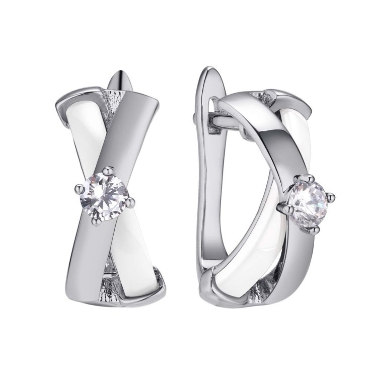 Серьги из серебра с керамикой и фианитом (Арт.tc-e00697-w-w-w-x-x)