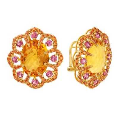 Серьги из золота с сапфиром и турмалином (Арт.er-32408_sr_os_ct_tu_yg)