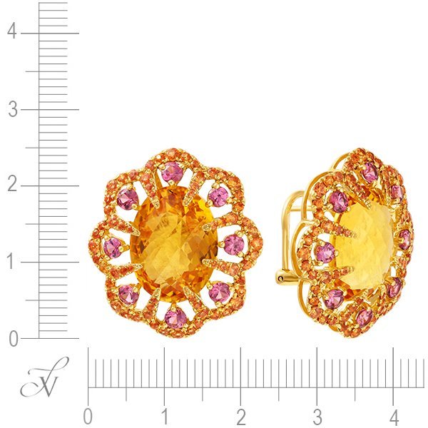 Серьги из золота с сапфиром и турмалином (Арт.er-32408_sr_os_ct_tu_yg)