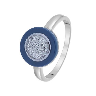 Кольцо из серебра с керамикой и фианитом (Арт.tc-r00034-vl-w-x-x-w)