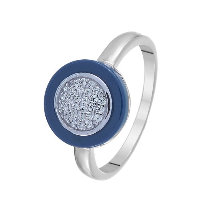Кольцо из серебра с керамикой и фианитом (Арт.tc-r00034-vl-w-x-x-w)
