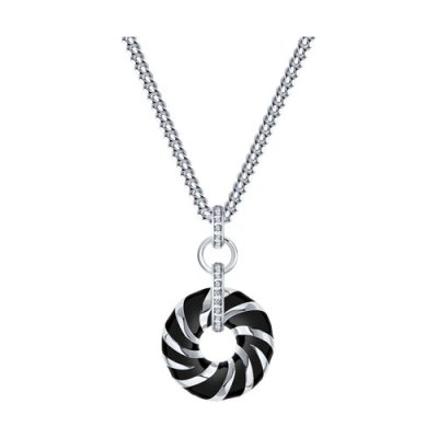 Колье из серебра с фианитами и эмалью (Арт.94-170-00039-1)