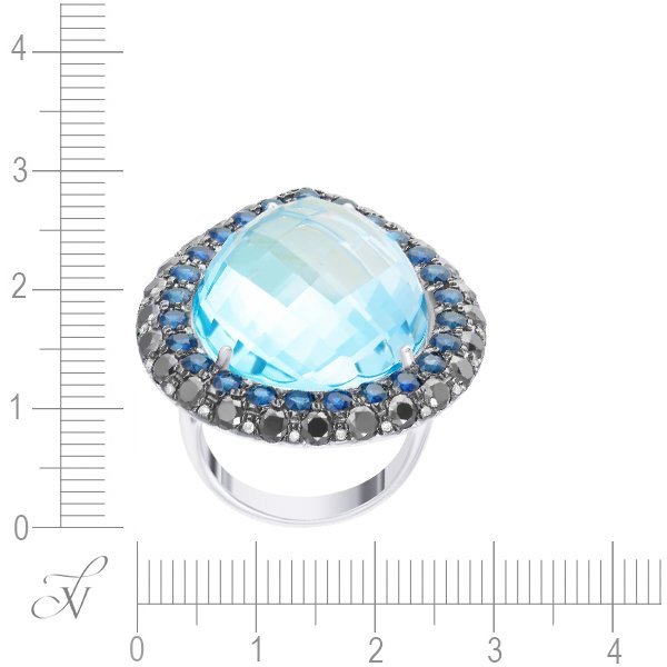 Кольцо из белого золота с бриллиантом и сапфиром (Арт.hf04770r-wbtfs_ko_db_sa_bt_wg)