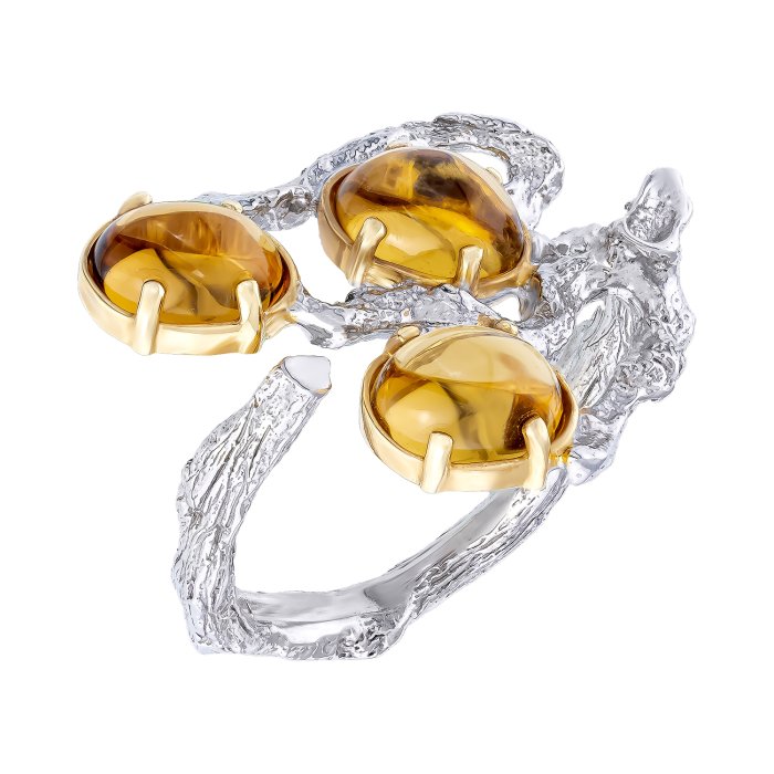 Серебряное кольцо BEAVERS с цитрином 12134ct