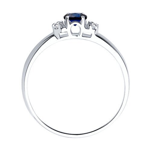 Кольцо из серебра с корундом сапфировым (синт.) и фианитами (Арт.88010008)