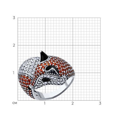 Кольцо из серебра с фианитами и эмалью «Лисий Шарм» Соколов (арт.9401)