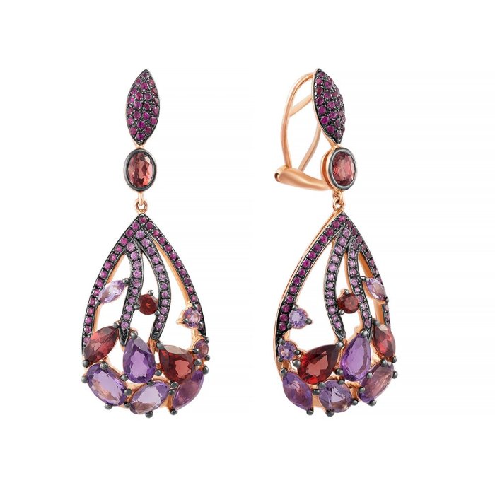 Серьги из золота с рубином и сапфиром (Арт.me32127-ps-ru-rg-pam-a_sr_ps_ru_mc_pink)