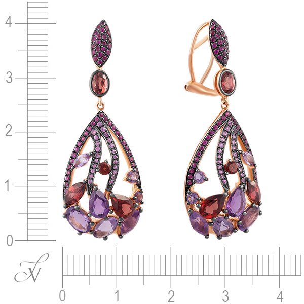 Серьги из золота с рубином и сапфиром (Арт.me32127-ps-ru-rg-pam-a_sr_ps_ru_mc_pink)