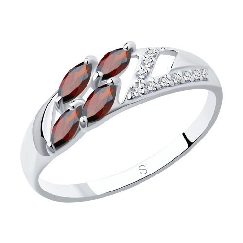 Кольцо из серебра с гранатами и фианитами (Арт.92011643)