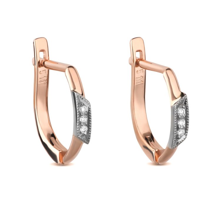 Серьги из золота с бриллиантом Русские Самоцветы (Арт.17170)