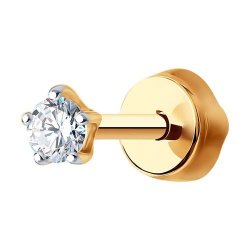 Серьги одиночные из золота с фианитом (Арт.170023)
