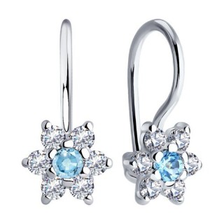 Серьги из серебра с фианитами «Ледяной цветок» Соколов (арт.94026644)