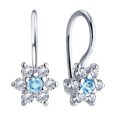 Серьги из серебра с фианитами «Ледяной цветок» Соколов (арт.94026644)