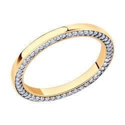 Кольцо из золочёного серебра с фианитами (Арт.93-110-02030-2)